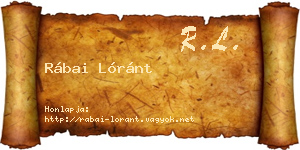 Rábai Lóránt névjegykártya